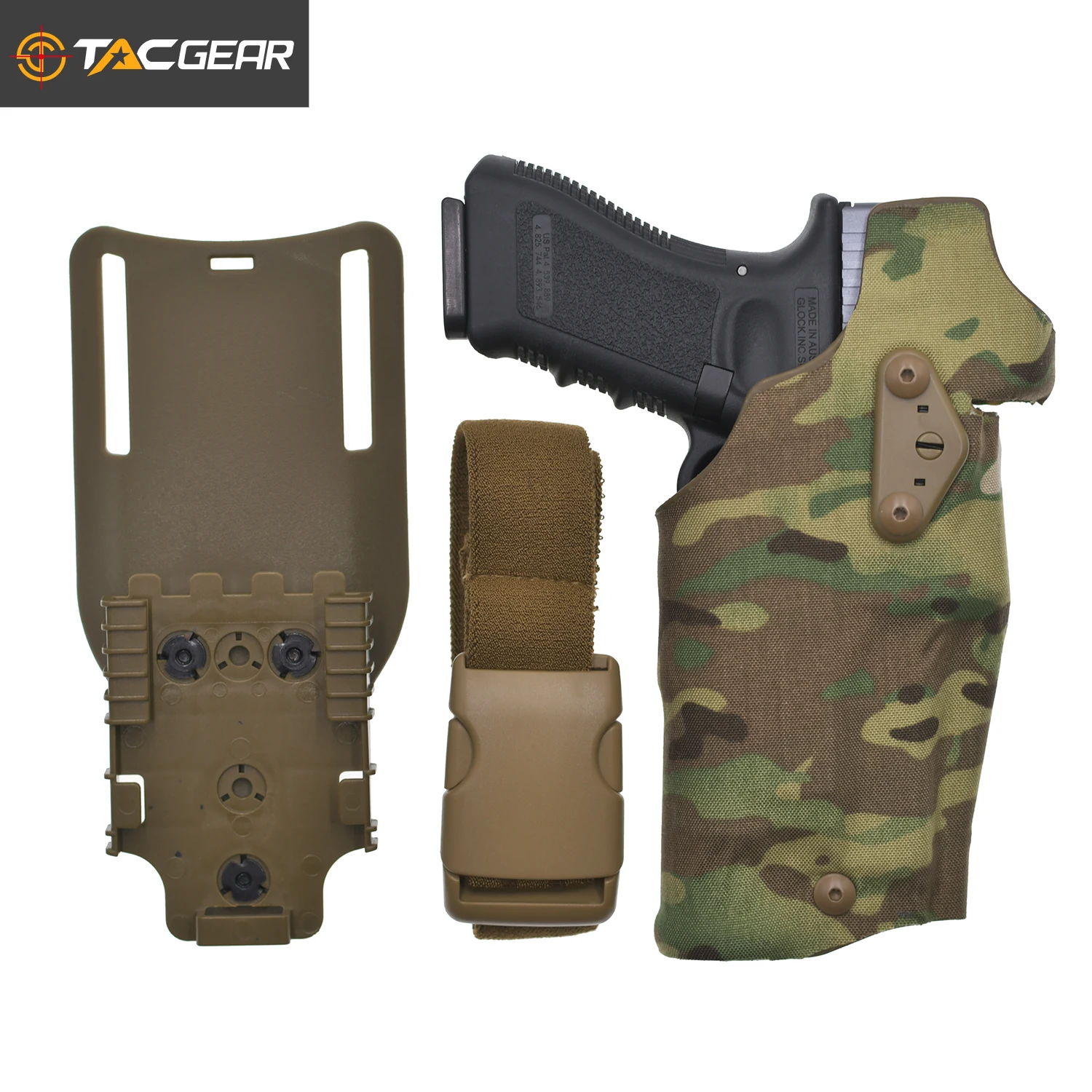 TACGEAR G17 G22 G31 G47 MOS Pistol Holster 2.25 inch Belt leg wrapping carry red dot sight X300 X300U Flashlight Weapon Light