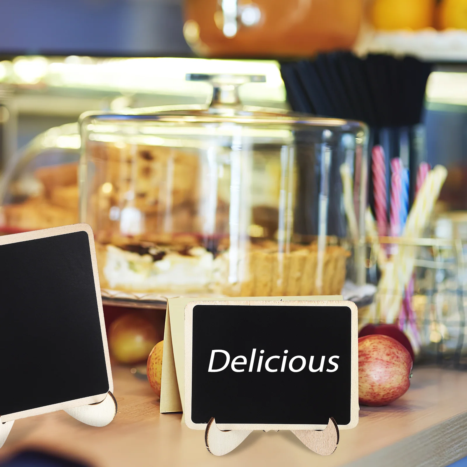 15Pcs Mini Vertical PVC Sticker Writing Board Labels Small Chalkboard Sign Food Wooden Signs Office Home Teaching