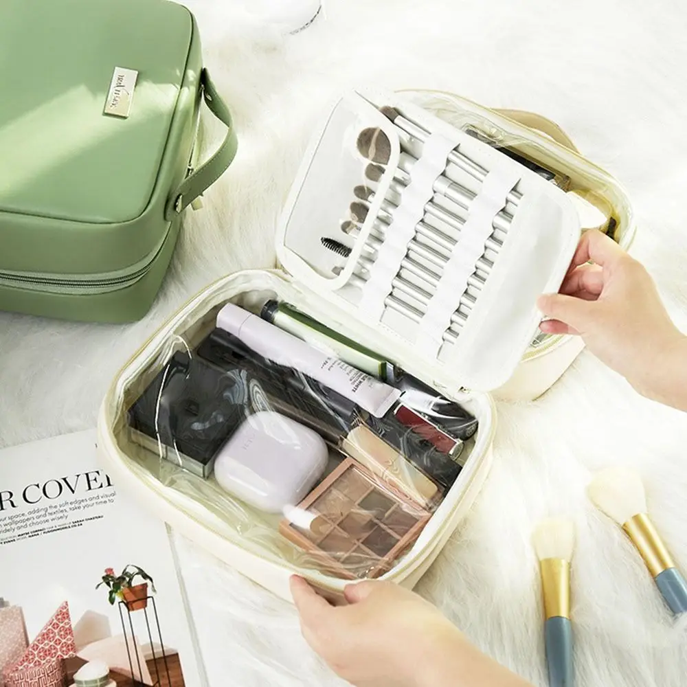 Fresh Color Large-Capacity Makeup Bag Multi-Functional Space Saving Travel Cosmetics Storage Box Handle High Appearance