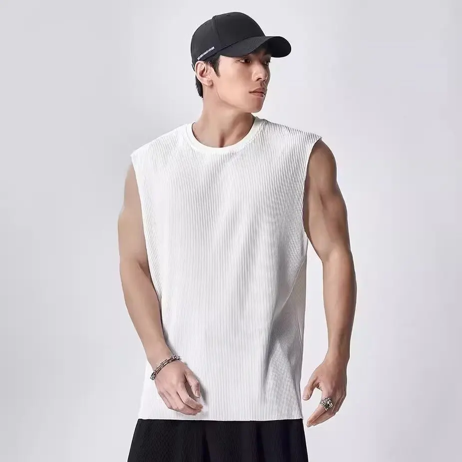 Summer Ice Silk Quick-Dry Breathable Slim Sleeveless Tank Top Men's Fitness Training Casual Top