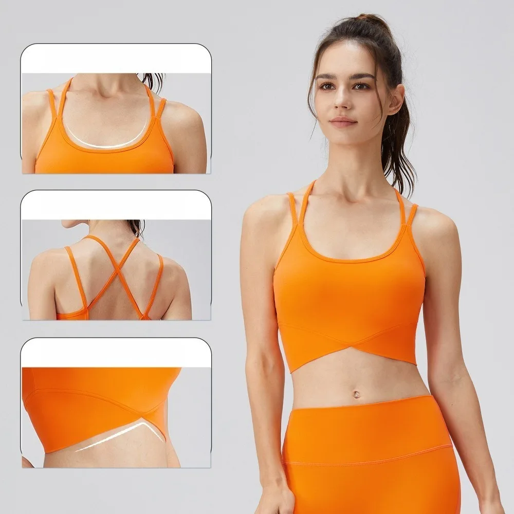 Women Lightweight Yoga Bra High Stretch Breathable Shockproof Sports Tops For Running Fitness Workout