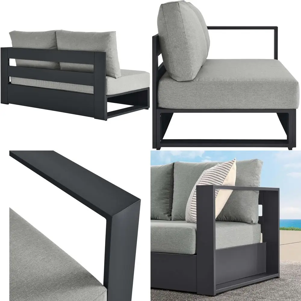 

Weather-Resistant Gray Outdoor Patio Loveseat with Cushions, Ideal for Backyard, Garden, or Poolside