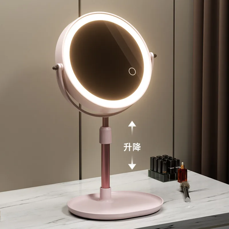 ارتفاع قابل للتعديل مزدوج الجوانب Led قابلة للشحن مكبرة الغرور مرآة إمالة مكتب المحمولة ماكياج الوقوف للنساء المراهقين الهدايا #1