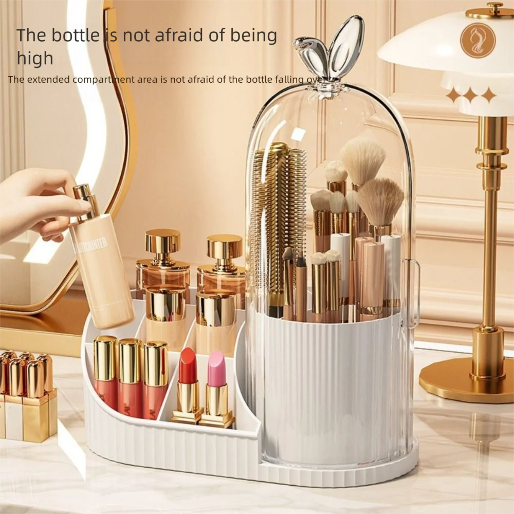 

PP Makeup Brushes Storage Box Multi-compartment 360° Rotating Drawer Storage Organizer Large-capacity Dustproof