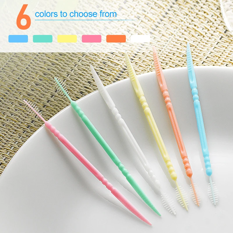 Double-Ended Fish Bone Shaped Dental Floss Disposable Plastic Toothpick Dental Floss Interdental Brush Oral Cleaning Caring Tool