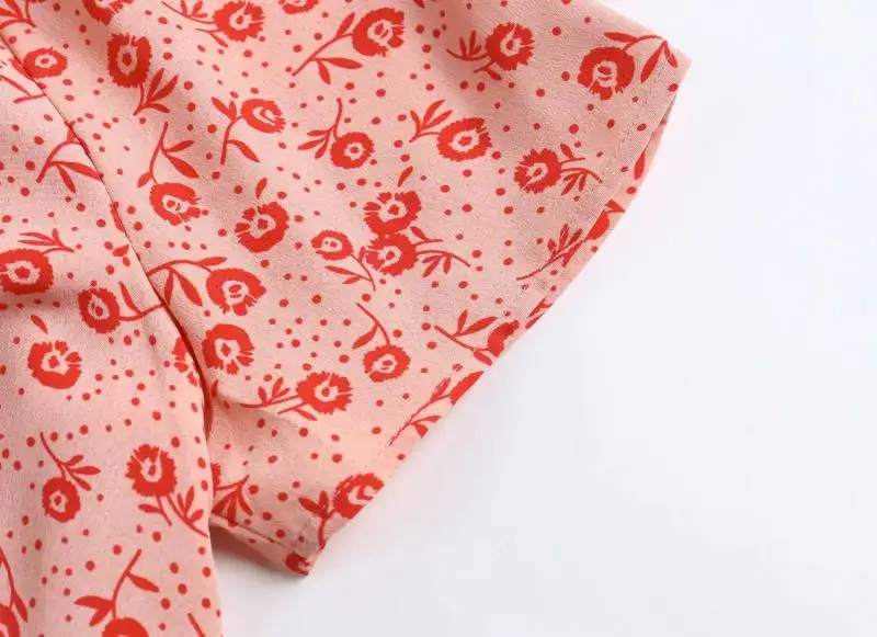 레트로 플로럴 프린트 싱글 버튼 브이넥 반소매 롱 드레스 예술적 슬림핏 A라인 스커트 스트리트 스타일 봄 컬렉션