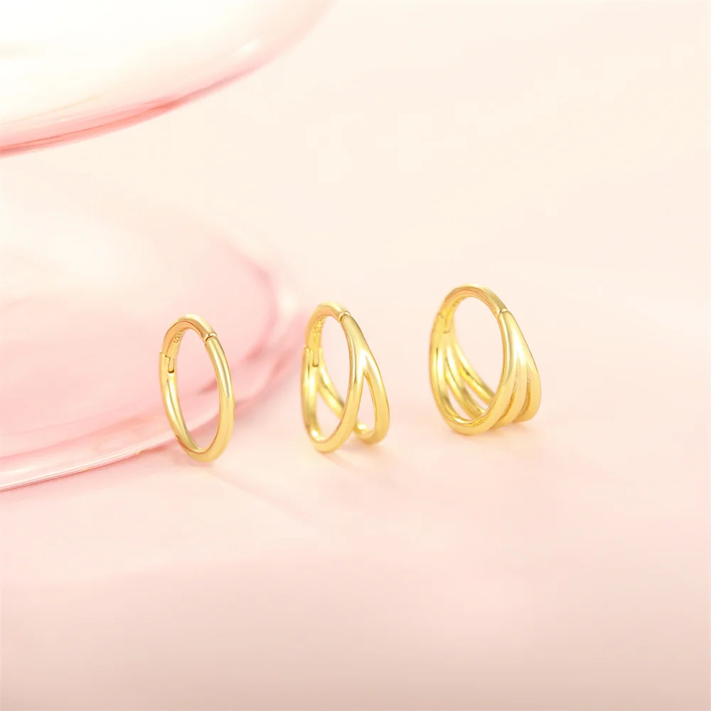 CANNER 3Pcs 925 Silver Smooth Circle vari orecchini Demon Eyes Set per le donne 18K Gold Petal Horse Eye Ins Fine Jewelry Gifts