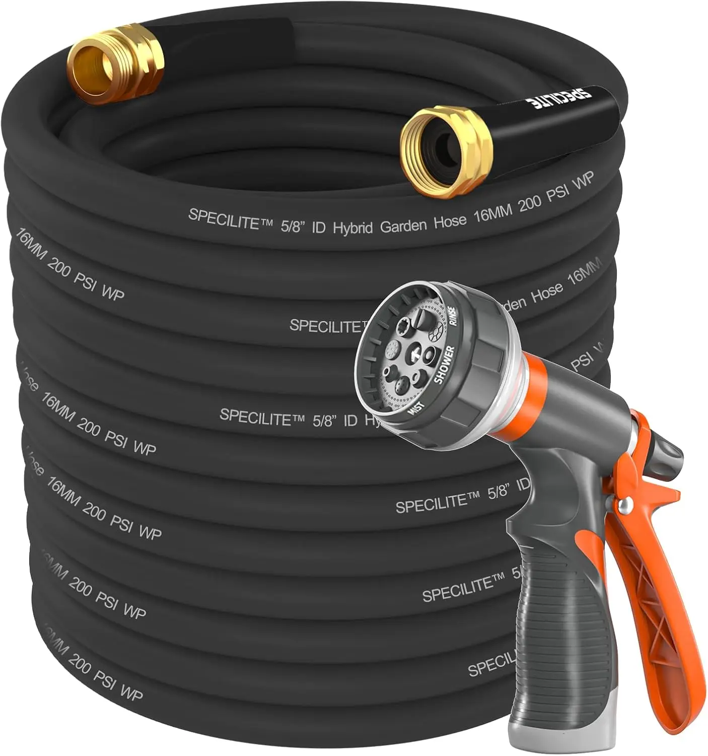 

Садовый шланг для полива 200 футов x 5/8 дюйма, сверхпрочный, гибкий и легкий, выдерживает давление 600 фунтов на кв. дюйм, гибридная резиновая труба без заломов для заднего двора