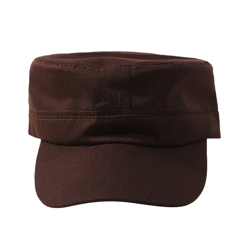 Unisex Vintage Einfarbige Flache Militärmütze in Fünf Farben Erhältlich, Atmungsaktive Sommer-Outdoor-Militärmütze, Flache Schlichte Mütze – Detail 14