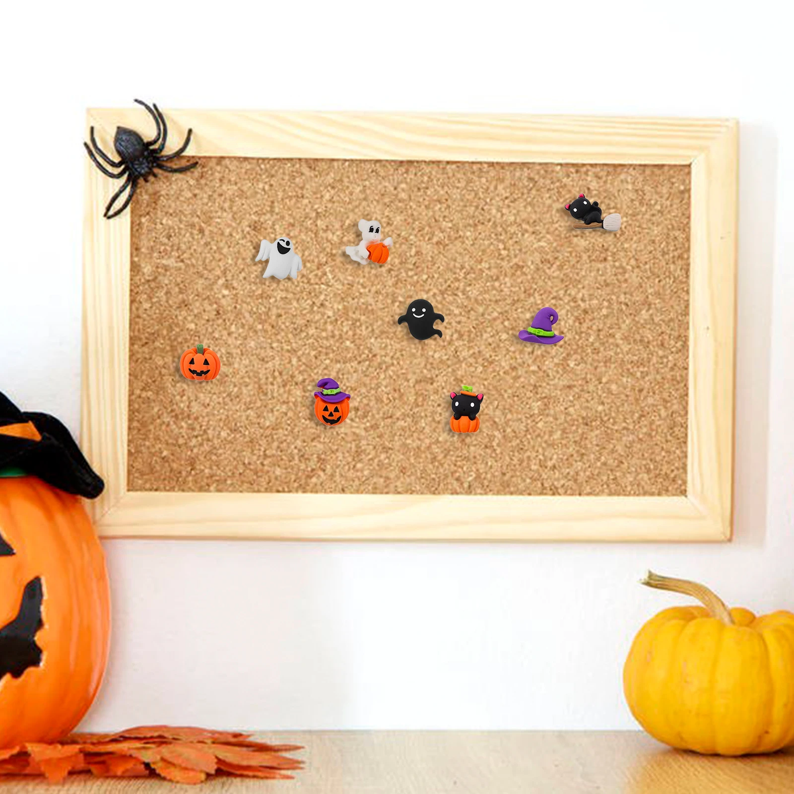 

32 Pcs Pumpkin Black Cat Pin Push Halloween Pins Bulletin Board Decor Decorate Decorative Corkboard Thumb Tacks Resin Office