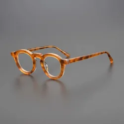 Vintage acetate glasses frame Men women personality round optical glasses frame amber make prescription glasses for myopia