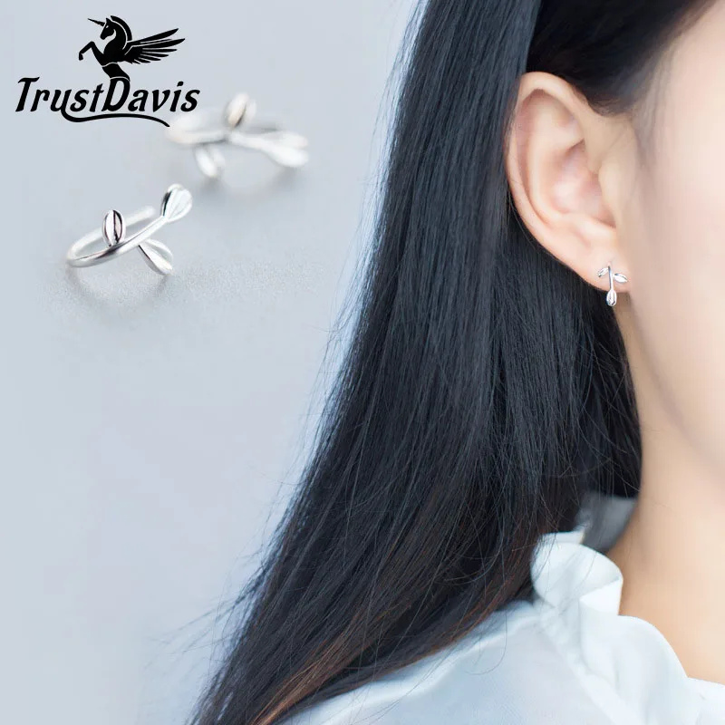 

Trustdavis 925 пробы серебряные серьги, модные листья и крючки для ушей, милые для женщин, школьниц, девочек, дочери, подарок DS239