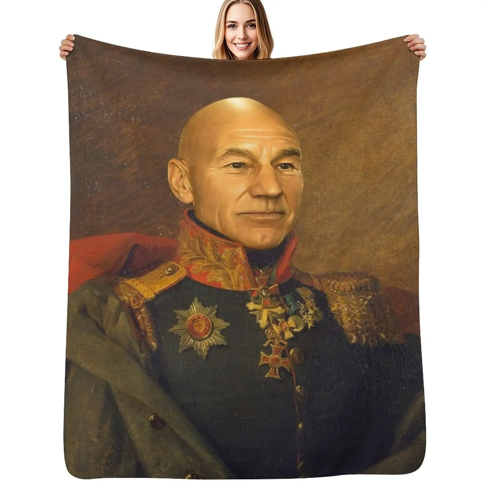 

Sir Patrick Stewart OBE - replaceface Throw Blanket Compact Warm Blanket for Car Road Trip