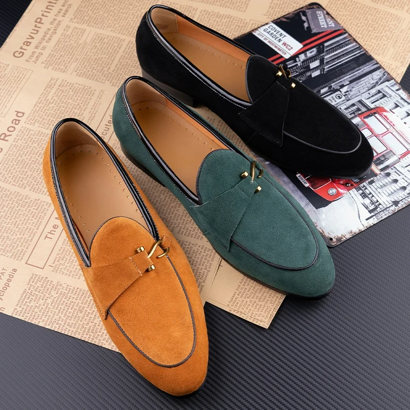 Klasyczne mokasyny na co dzień męskie buty z zamszu eleganckie modne codzienne wsuwane wygodne obuwie dla dorosłych na zewnątrz 3 kolory