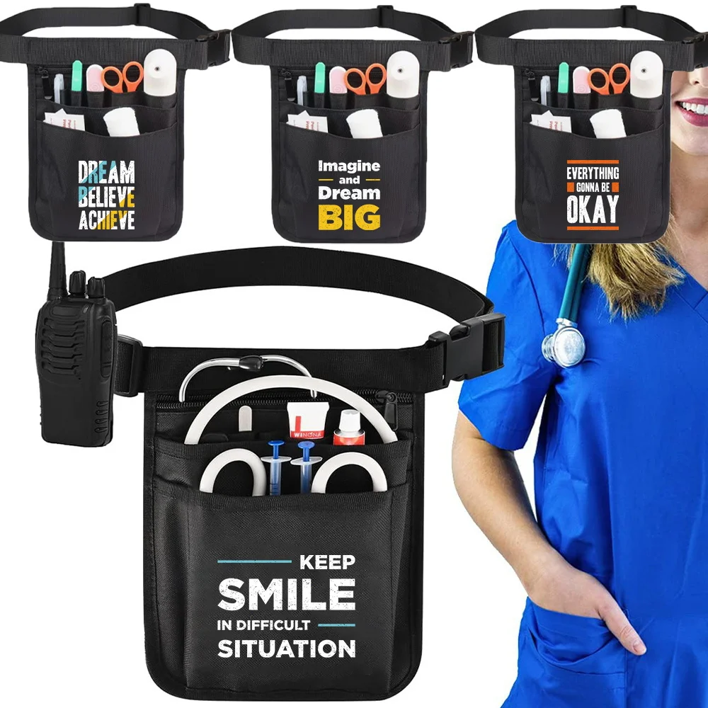 

Phrase Series Portable Waist Bag Workout Multifunctional Large Capacity Storage Waist Pack Work Accessories Nurse Waist Bag