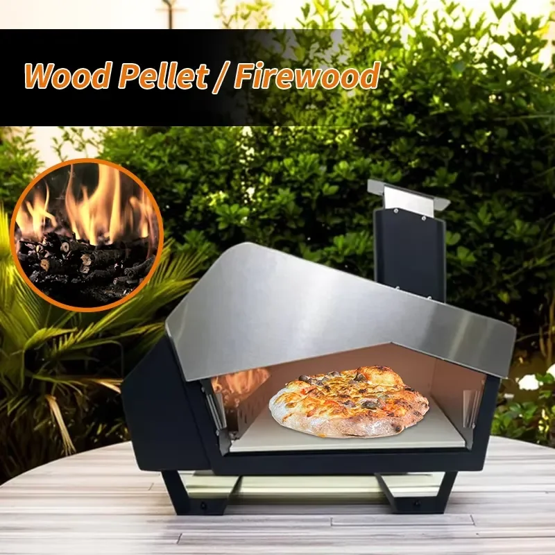 13 Inch Portable Outdoor Stainless Steel Multi Fuel Pizza Oven with Gas-Coal Fuel