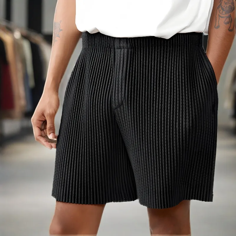 

Плиссированные шорты Miyake, новинка лета 2023, базовая секция, драпировка, эластичная талия, завязка на талии, сетчатые повседневные плиссированные шорты