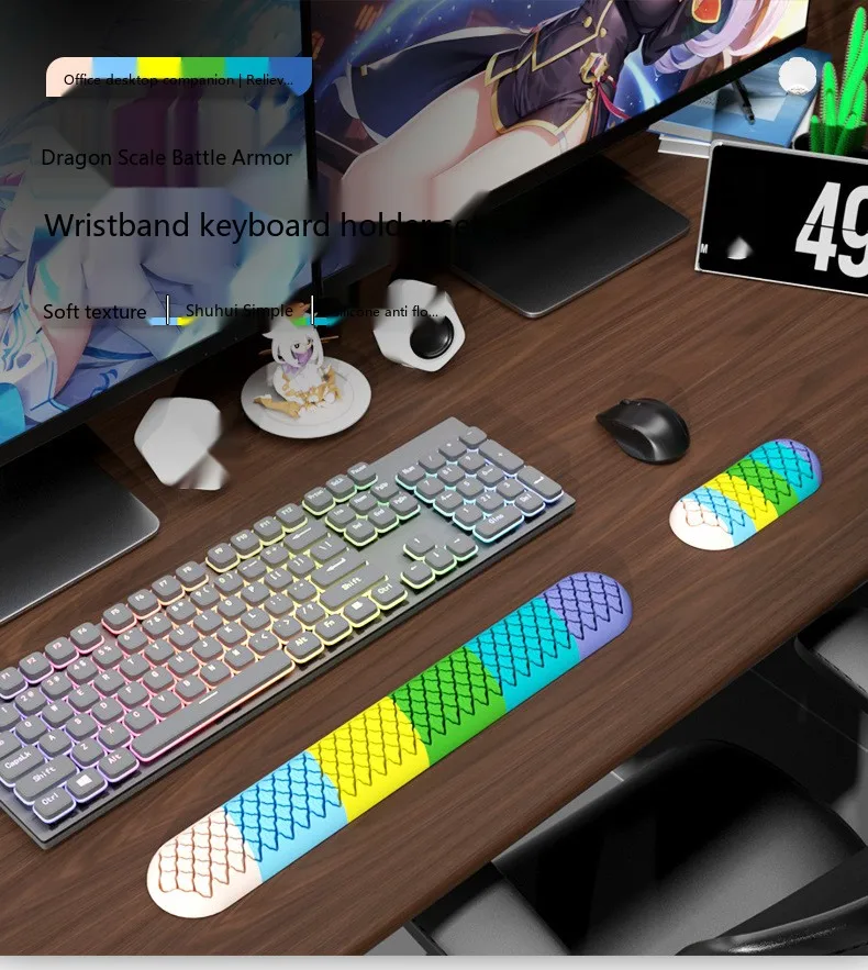 Silikon-Handgelenkauflage Mauspad Drachenschuppen-Form 21 Farben Büro Gaming Ergonomisch Rutschfest Schreibtisch – Detail 1