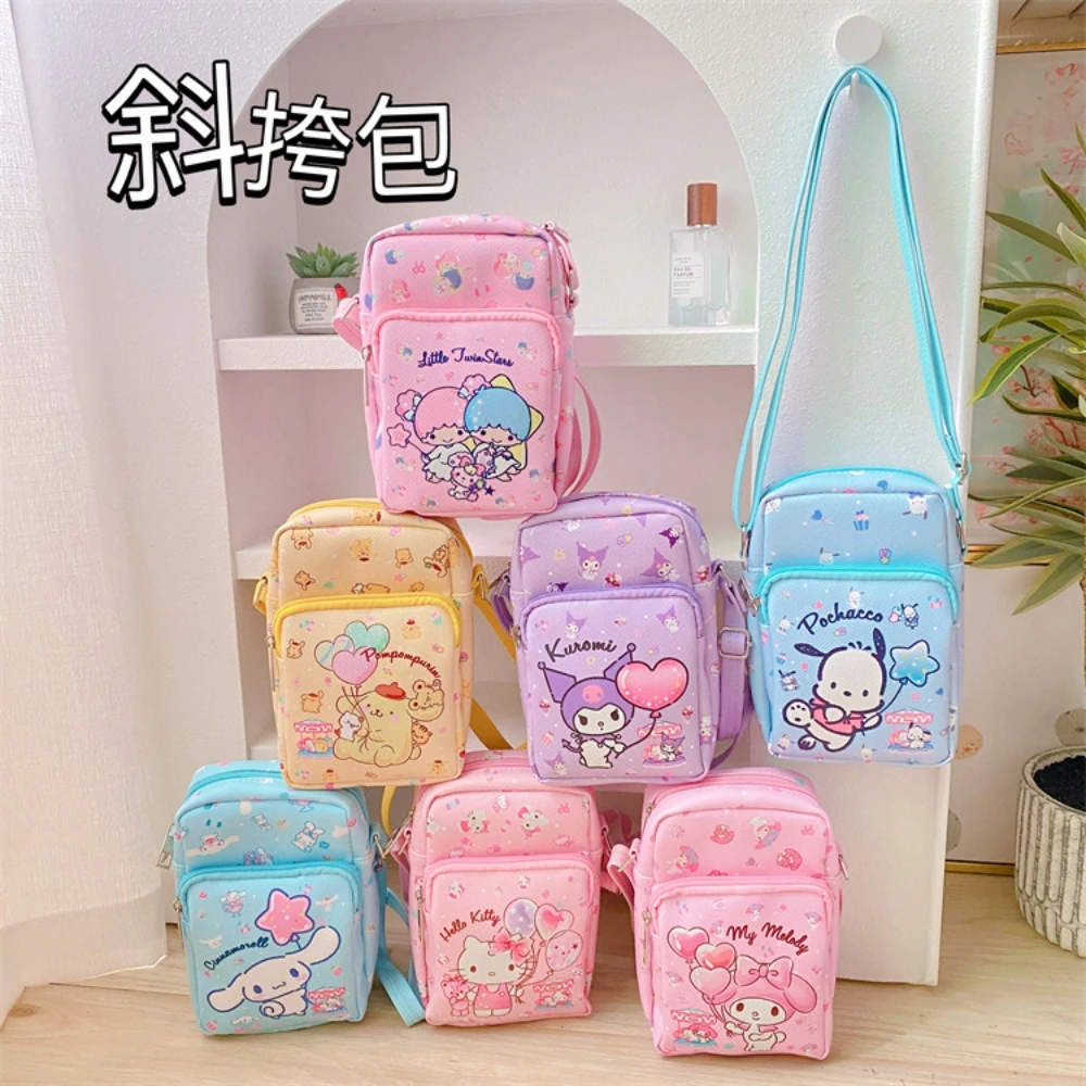 

Cartoon Sanrio Kuromi Pu Large Capacity Single Shoulder Bag Cinnamoroll Key Storage Bag Creative Cute Fashion Kids Messenger Bag