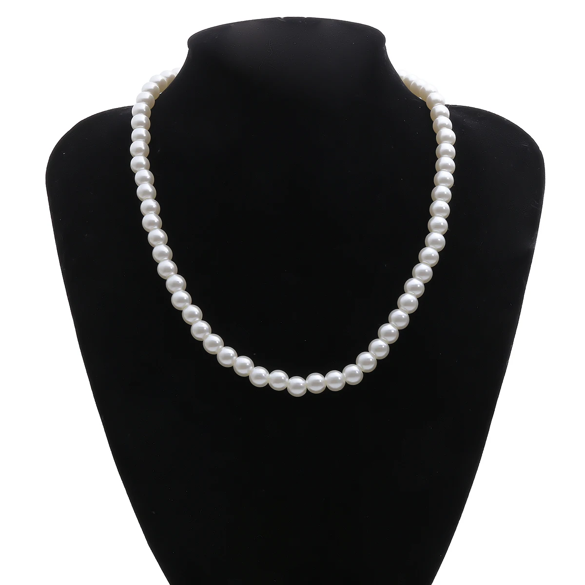 Simple Imitation-Pearl Beaded Short Choker Necklace for Men Trendy White Beaded Chains on Neck Accessories 2023 Fashion Jewelry