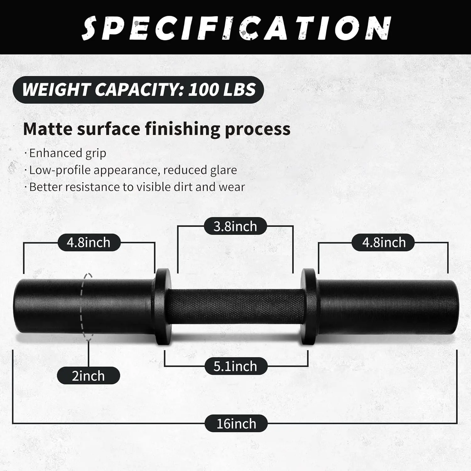 Home Gym Strength Training, Steel Dumbbell Handle, Silver Color, Loadable for 2-inch Olympic Weight Plates with Spring Collars
