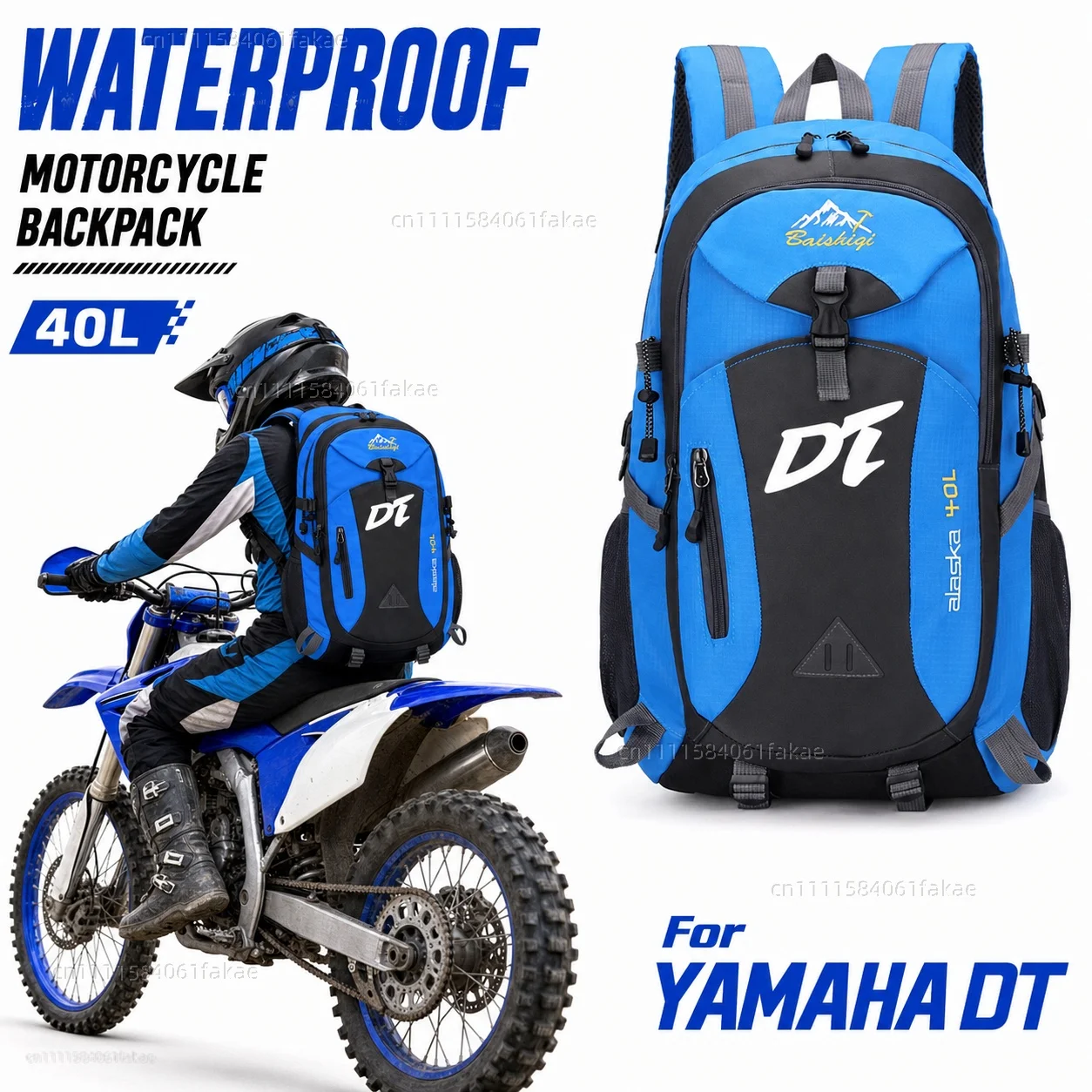 For YAMAHA DT230 DT250 DT175 DT200 DT125 DT125R Motorcycle Backpack 40L Waterproof Travel Backpack Outdoor Hiking Camping