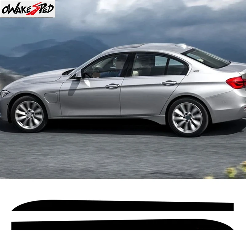 2Pcs Side Skirt Sill Stripe Body Decals Sticker Car Carbon Fiber Door Auto Decor For F20 F21 M Packet F30 F31 E90 E92 E93