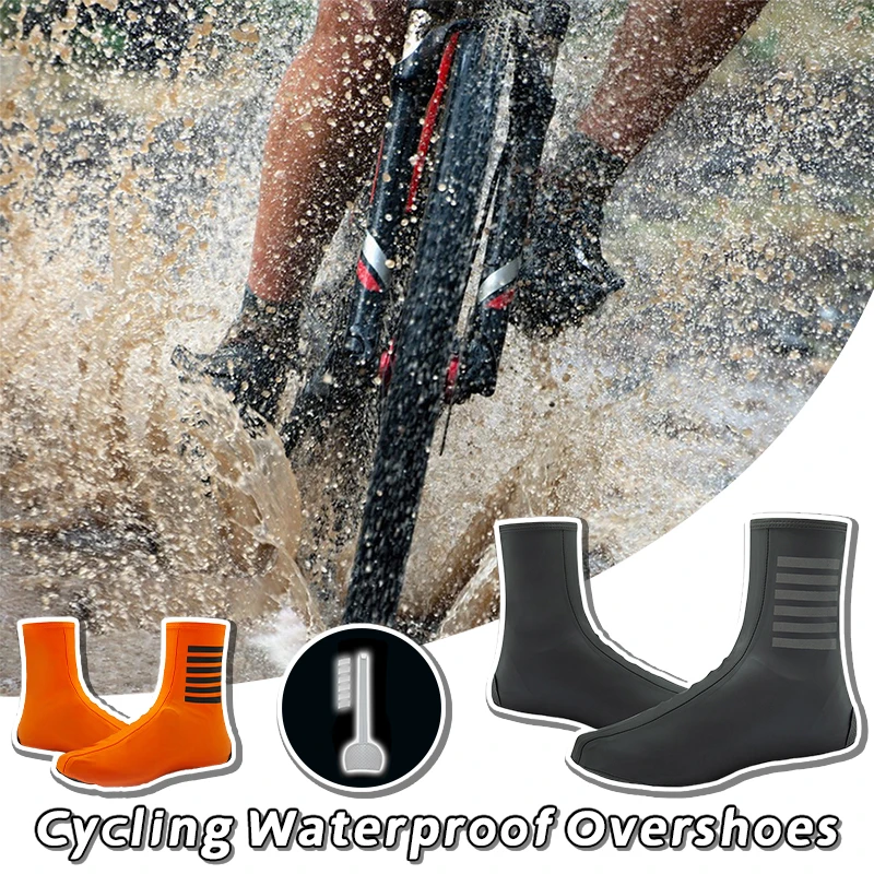 Winter Cycling Shoes Cover Waterproof Windproof Overshoes with Reflective MTB Road Bicycle Bike Keep Warm Protector 1pair