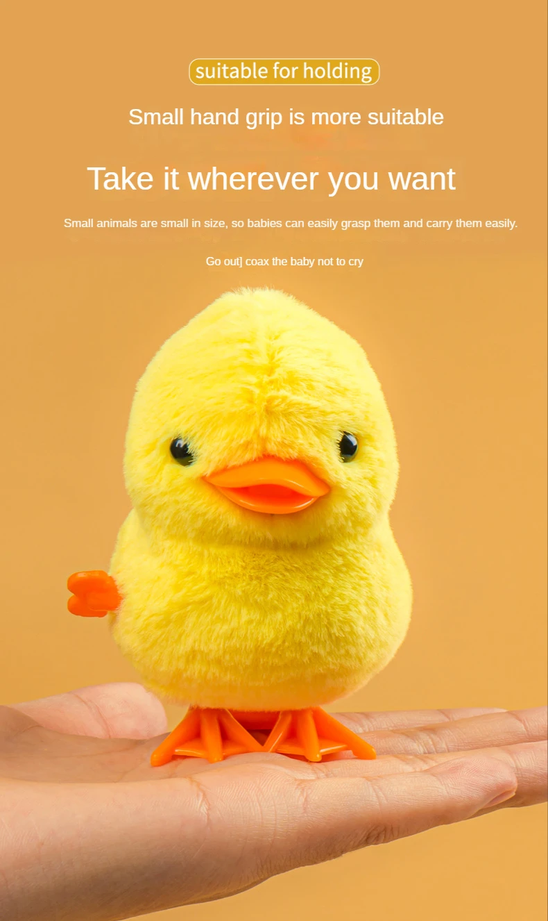 Yellow Jumping Chicken Clockwork Toy Walking Simulation Plush Wind Up Vintage Toys for Kids 2 to 4 Years Old Toys Gift