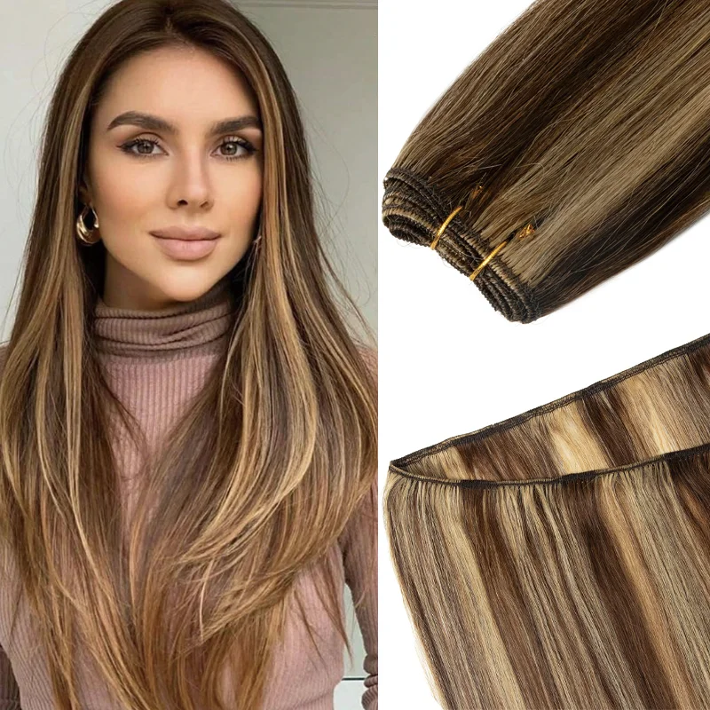 

Набор для наращивания волос Sew in Weaving: натуральные прямые волосы Remy для женщин, машинная вязка, мягкие, для ежедневного использования