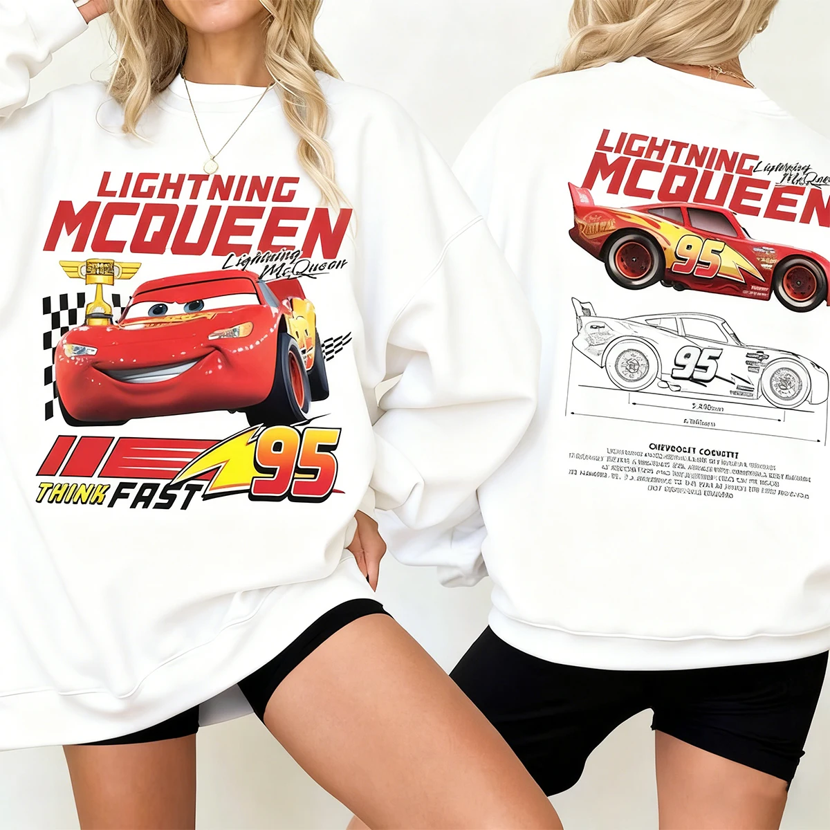 2026 ديزني سيارات البرق ماكوين هوديي سيارات فيلم البلوز للجنسين ريترو ستريت Y2K ملابس علوية على الموضة غير رسمية