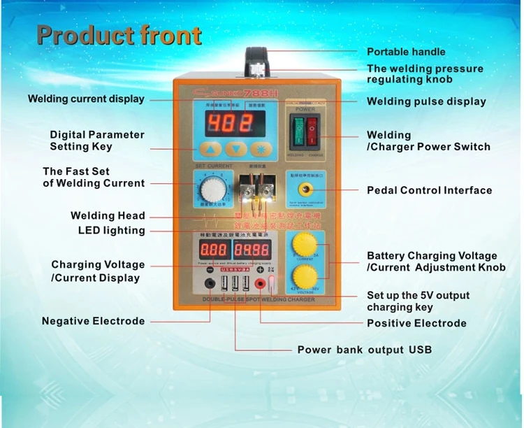 

SUNKKO 788H-USB Professional Spot Welder with 199 Level Settings for Precision Metal Welding 0.1 0.2mm