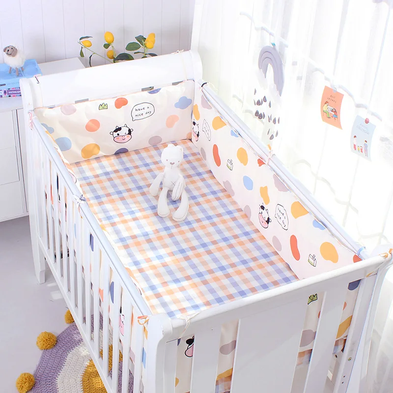 Friendly Baby Bedding Set para recém-nascidos, roupa de cama infantil, berço Bumpers, protetor, folha plana, cama infantil, 11 cores, algodão, 5pcs