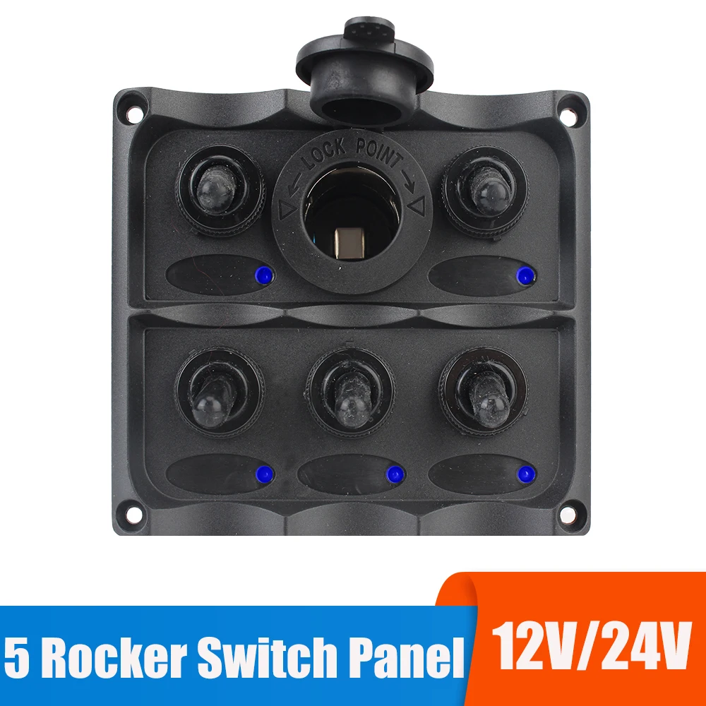 24V 12V Rocker Switch Panel Car Light Toggle Voltmeter Power Adapter Test Auto Accessories For Boat Truck Trailer Caravan Marine