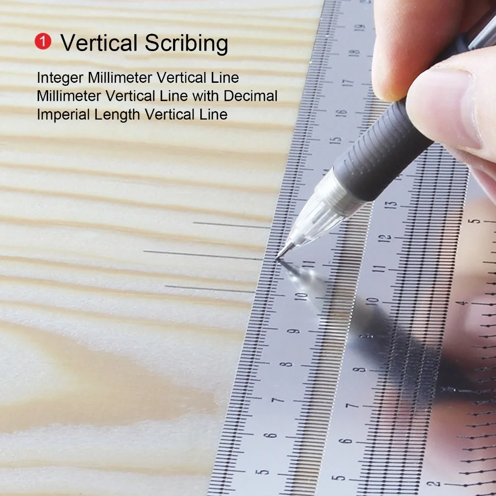 Practical 4 Inch T Square Measuring Ruler Stainless Steel 0.25mm T-Type Marking Ruler Silver 100mm Marking Scriber Drill Press