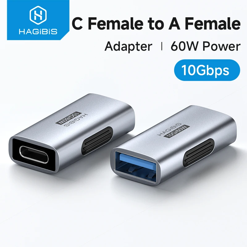 

Hagibis USB C Female to USB Female Adapter USB 3.2 OTG Converter 60W Charging Extension Connector для iPhone Macbook Pro Laptops