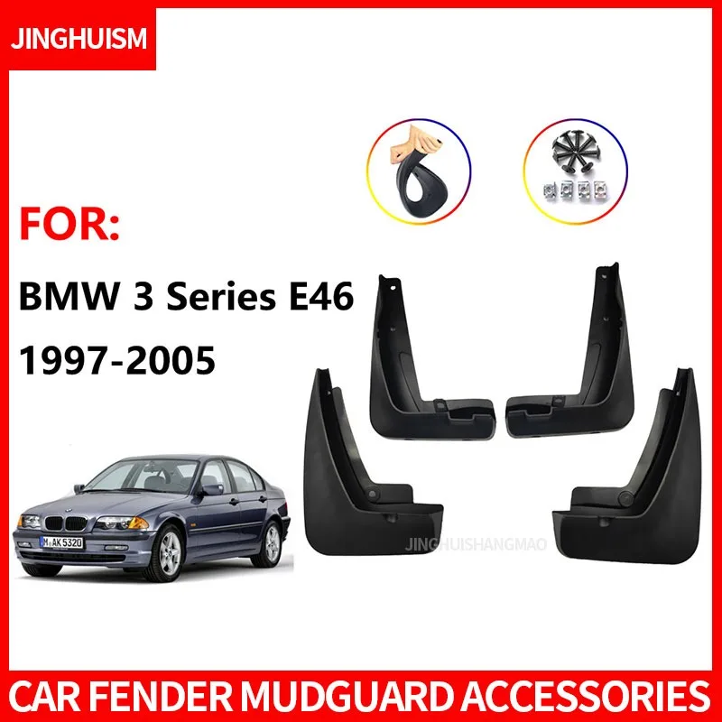 For BMW 3Series E46 1997-2005 Car Tire Mud Flaps Auto Accessories Vehicle Exterior Black ABS Plastic Weatherproof for Protection