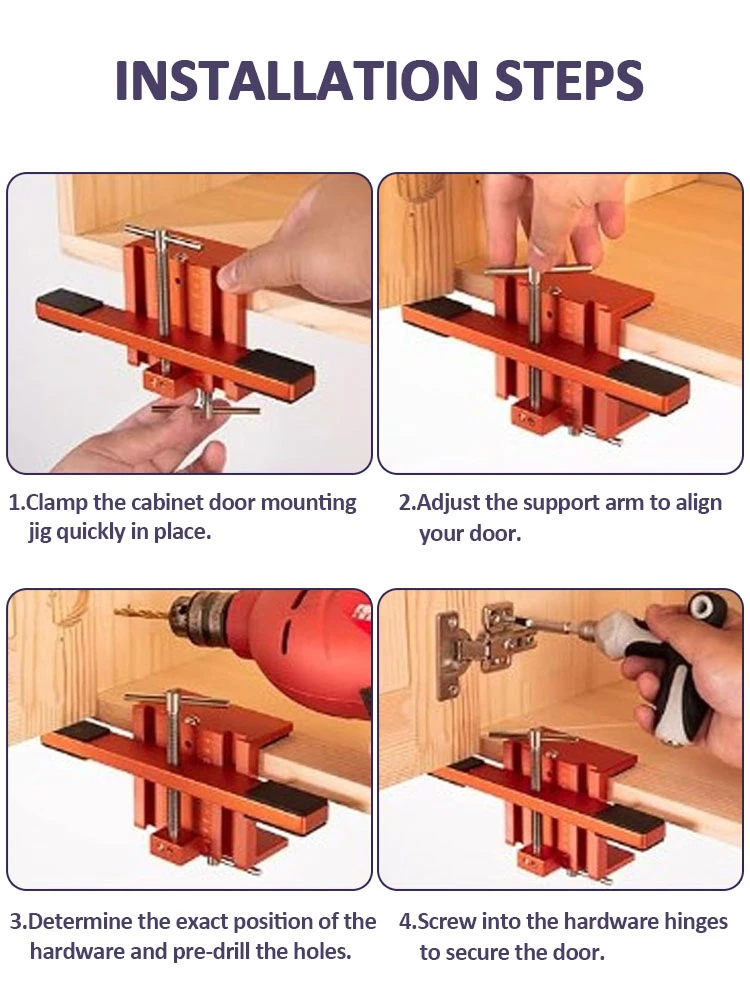 Cabinet Door Mounting Jig Aluminum Cabinet Door Installation Support Fixed Clip