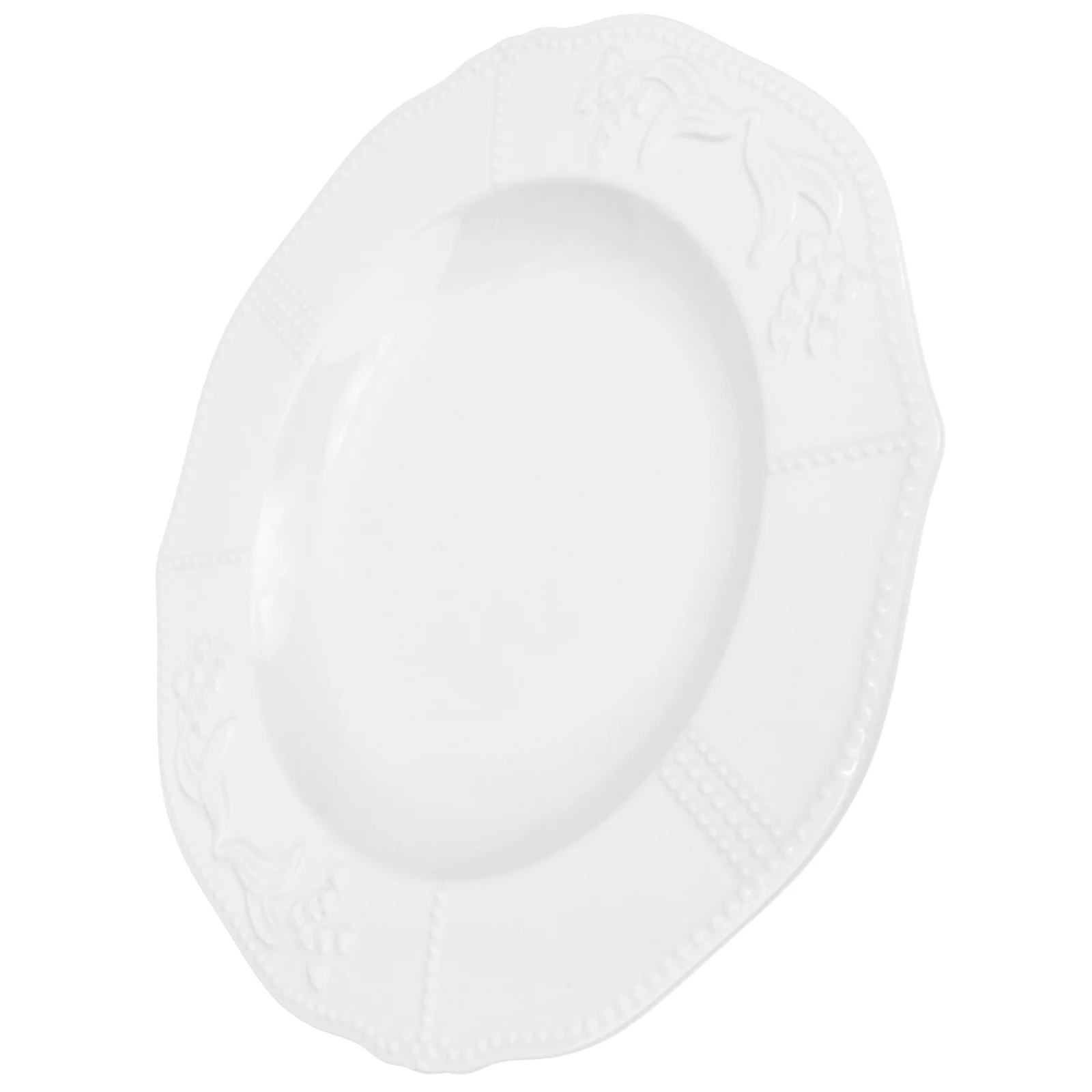

Porcelain Dinner Plate with Embossed Edge Design Heavy Duty Microwave Safe for Home Restaurant Hotel Use Ideal for Cake Bbq Food