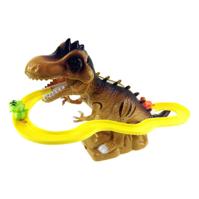 Pistas eléctricas para niños, juguetes de dinosaurios para escalar escaleras, dinosaurios brillantes con sonido, animales, modelo interactivo