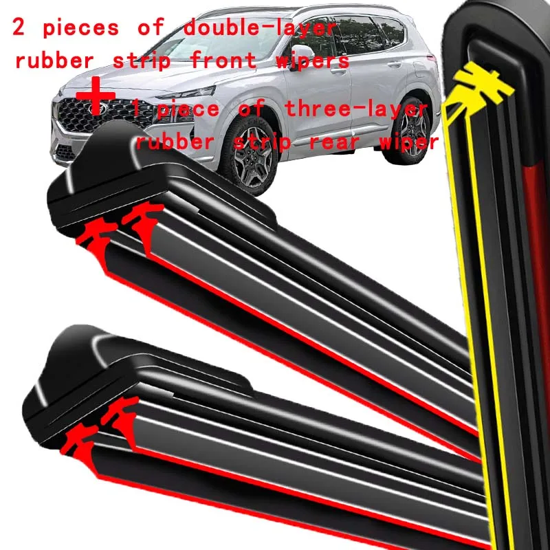 

For Hyundai Santa Fe TM 2018-2023 2019 2020 2021 Wiper Front&Rear Wiper Blades Windshield Windscreen Window Brushes 26"+16"+12"