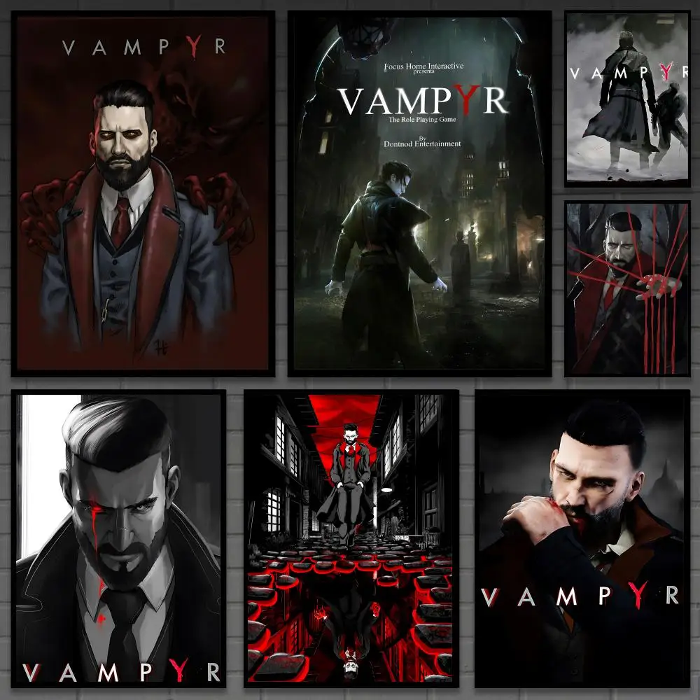 Dark Vampire Game V-Vampyrs Poster Versatile HD Waterproof Wall Art Self-Adhesive Decor for Any Space Ideal Gift