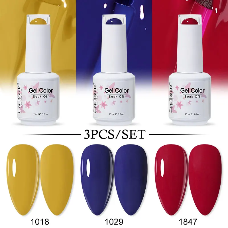 Clou Beaute 15ML 3pcs Christmas Color Scheme Gel Polish Set Glitter Translucent Soak Off Fluorescence LED UV Hybrid For Manicure 2