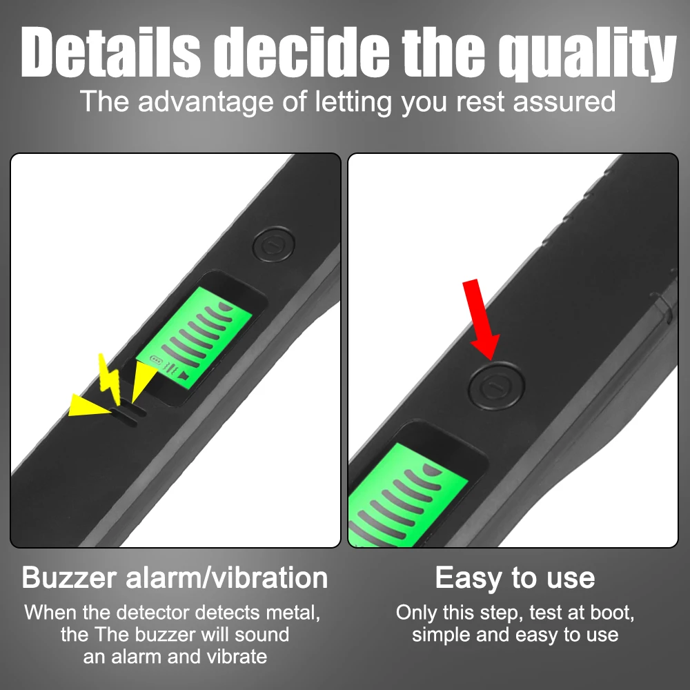 Portable Waterproof Metal Detector Multi-purpose Metal Detector High Sensitivity With Audio And Vibration Alarms 360 ° Scanning