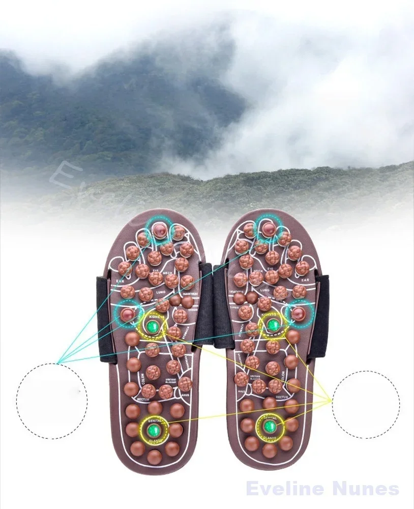 Brown Foot Massage Slippers Men/women Gift First Choice Acupressure Jade Spring Magnetic Therapy Shoes - view 5