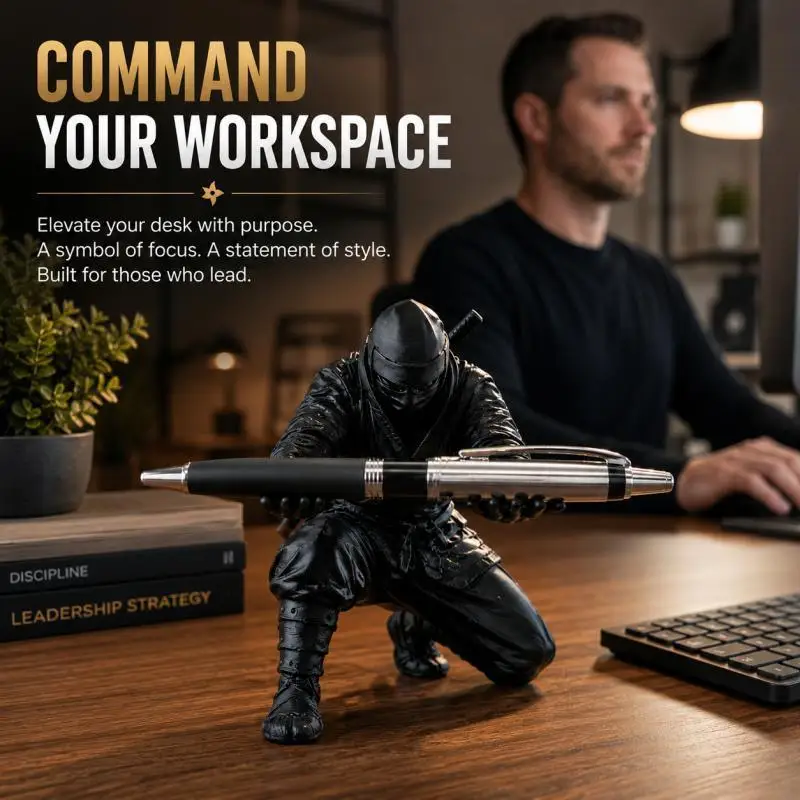 3D Printed Ninja Pen Holder, Samurai Warrior Pencil Stand, Creative Desk Organizer for Office Gaming Decor