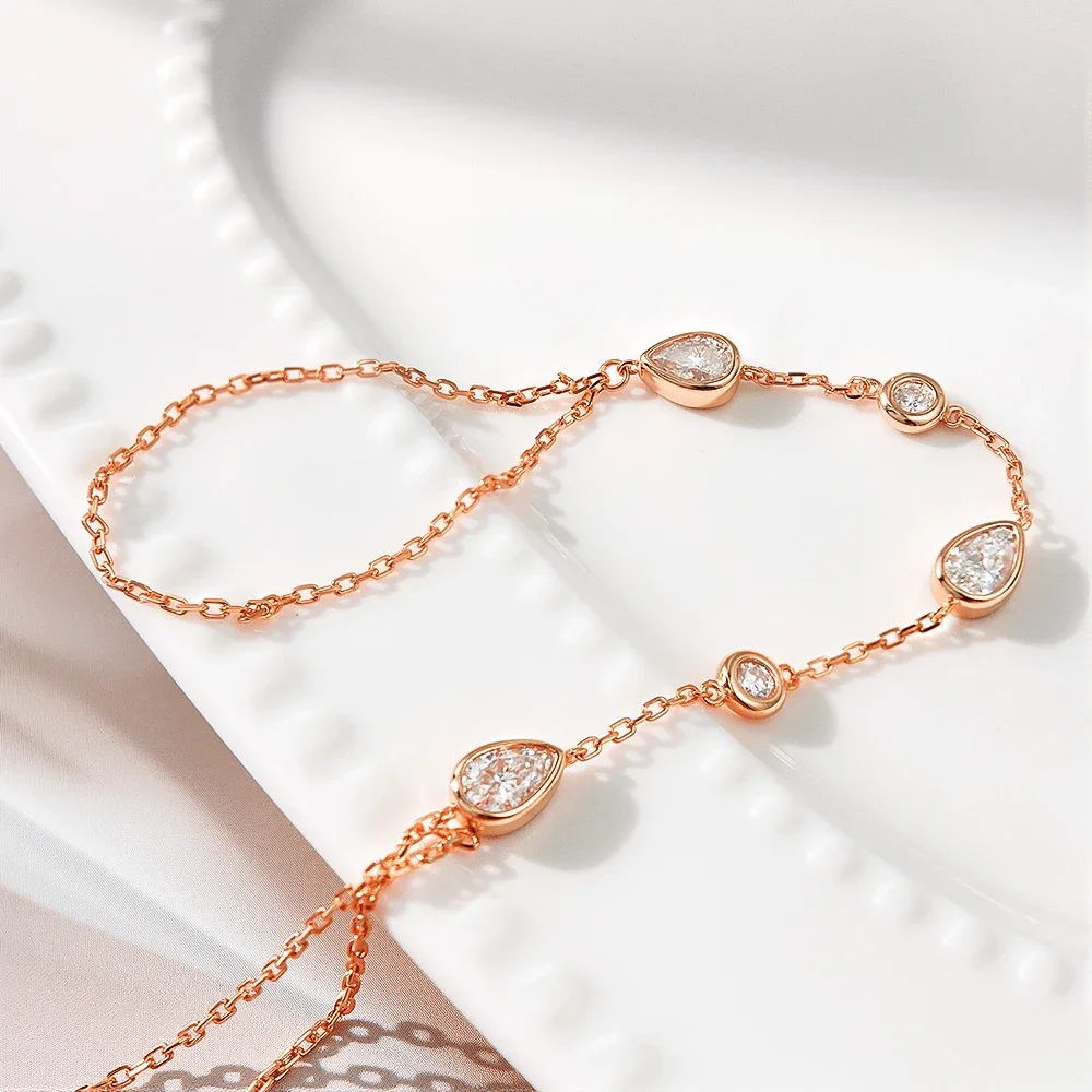 FCGJHW WaterDrop Moissanite Bracelet Finger Wrist Chain S925 Silver Bezel Set Diamond Hand Chain for Women Gift Jewelry 2026