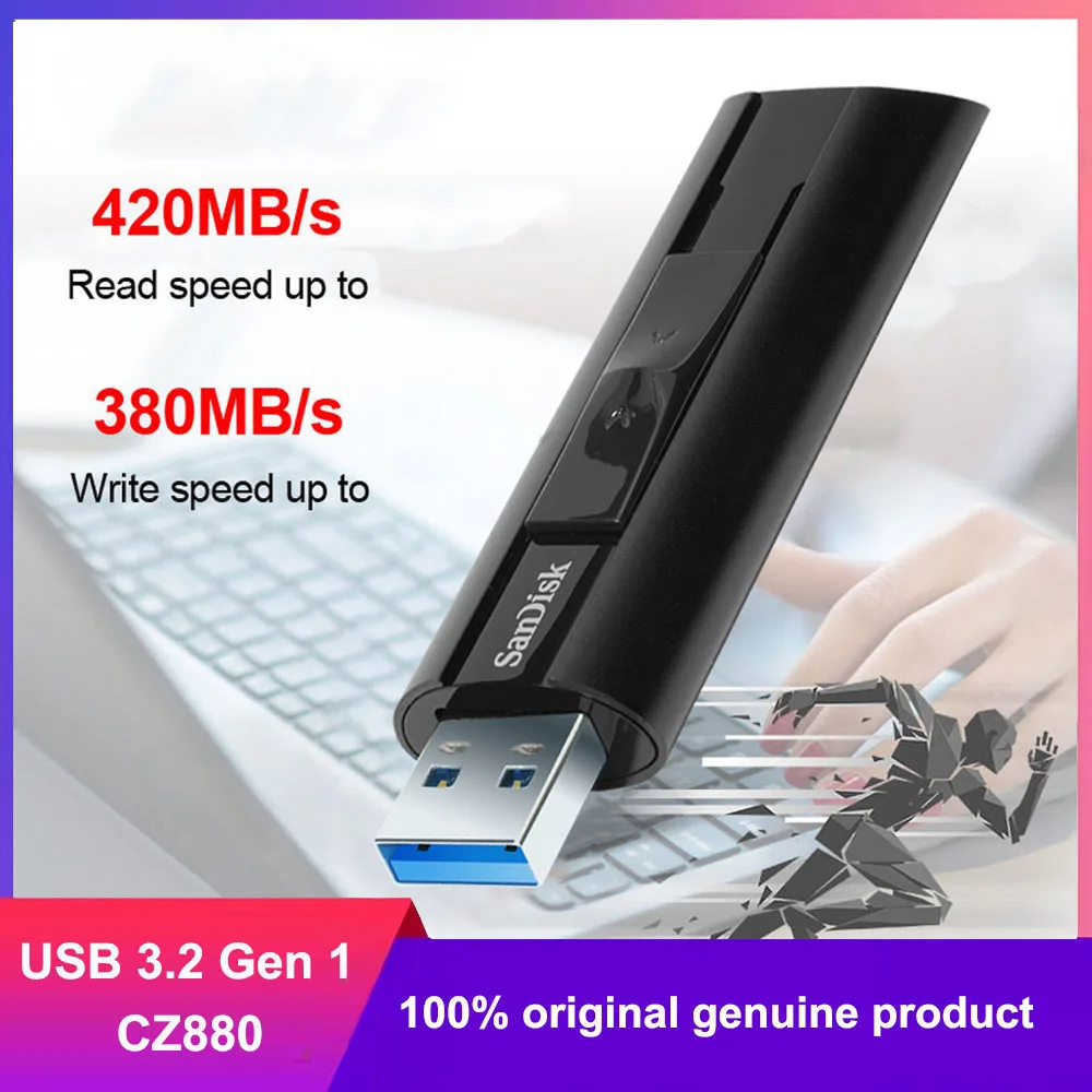 SanDisk Extreme PRO USB 3.2 CZ880 Large Capacity Solid State Flash Drive Flash Memory USB Flash Drive High-Speed Write Encrypted