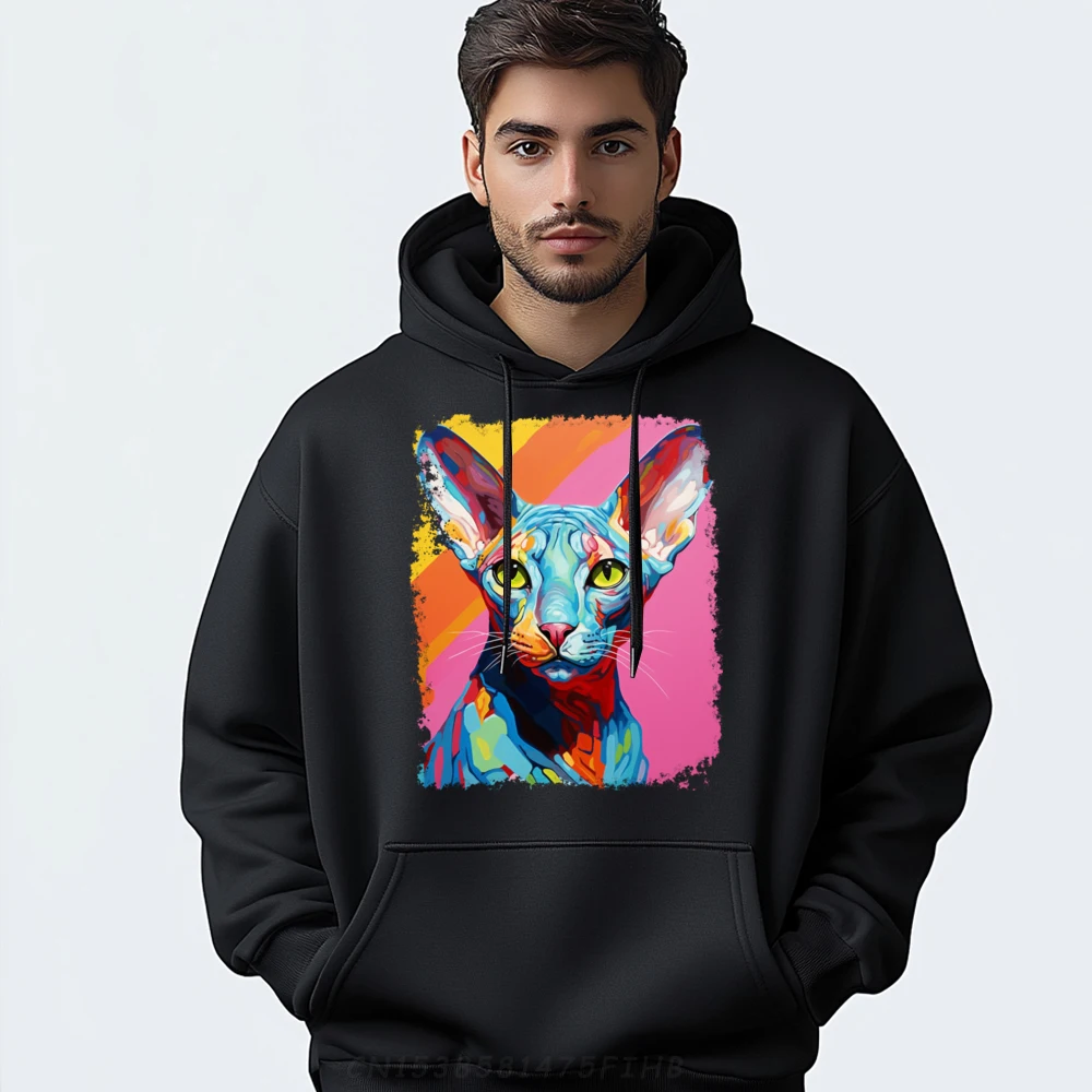 Cool Sphynx Hairless Cat Designer Clothes Men Vintage Figures Sweatshirts For Men