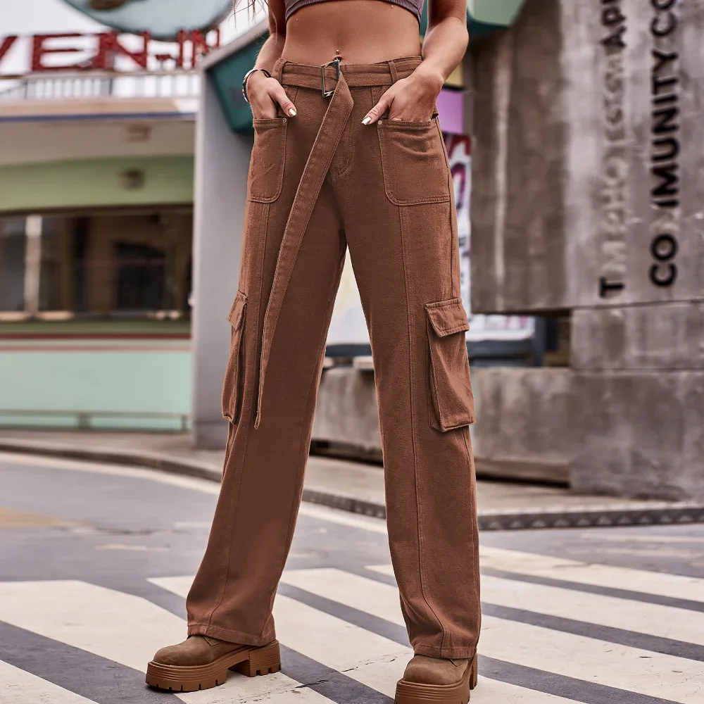 

Cargo Pants Women High Waist Denim Overalls Casual Pants Baggy Vintage Y2k Streetwear Wide Leg Trousers Fashion Straight Jeans
